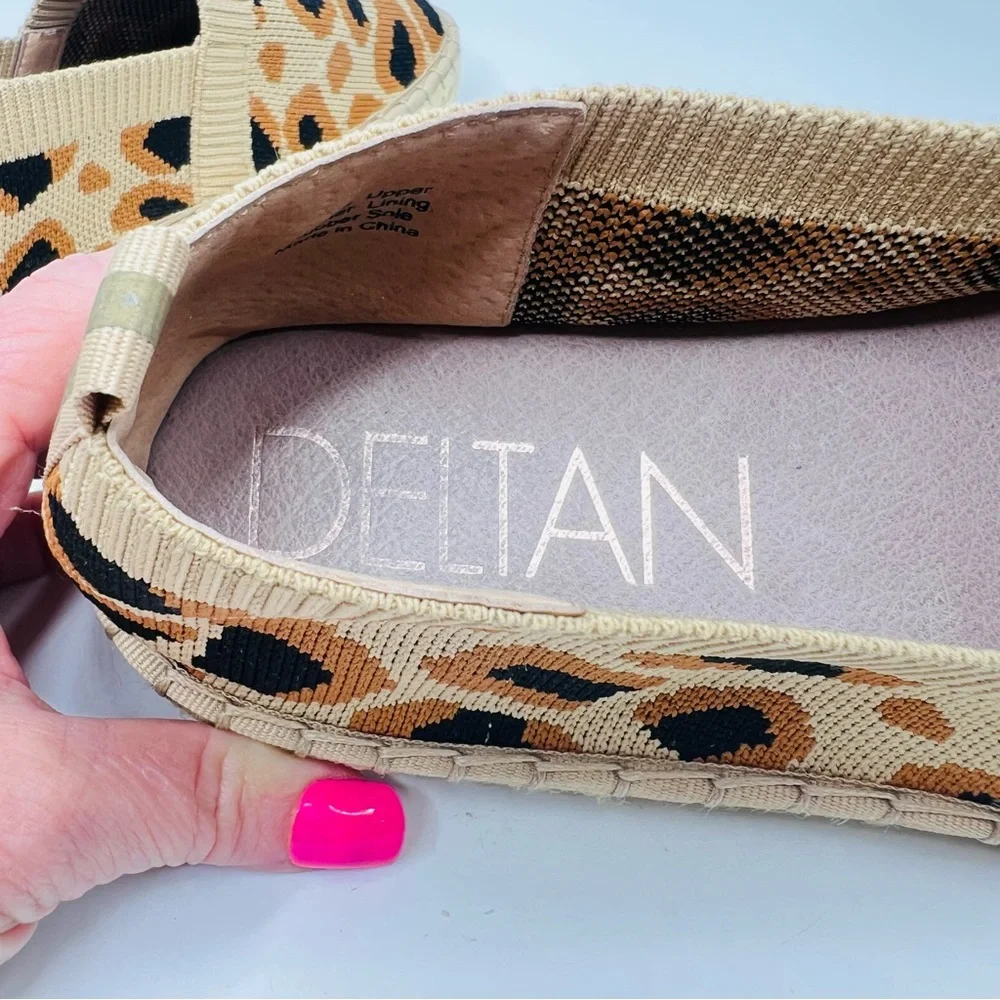 Deltas Hensley Leopard Print Flyknit Espadrille Slip On Flats Shoes